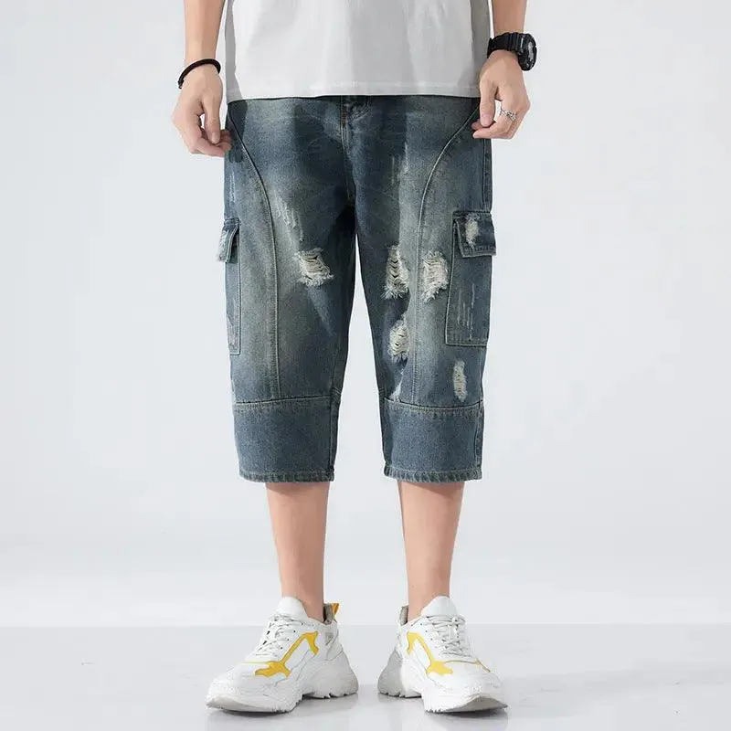 Loose Elastic Waist Cropped Jeans
