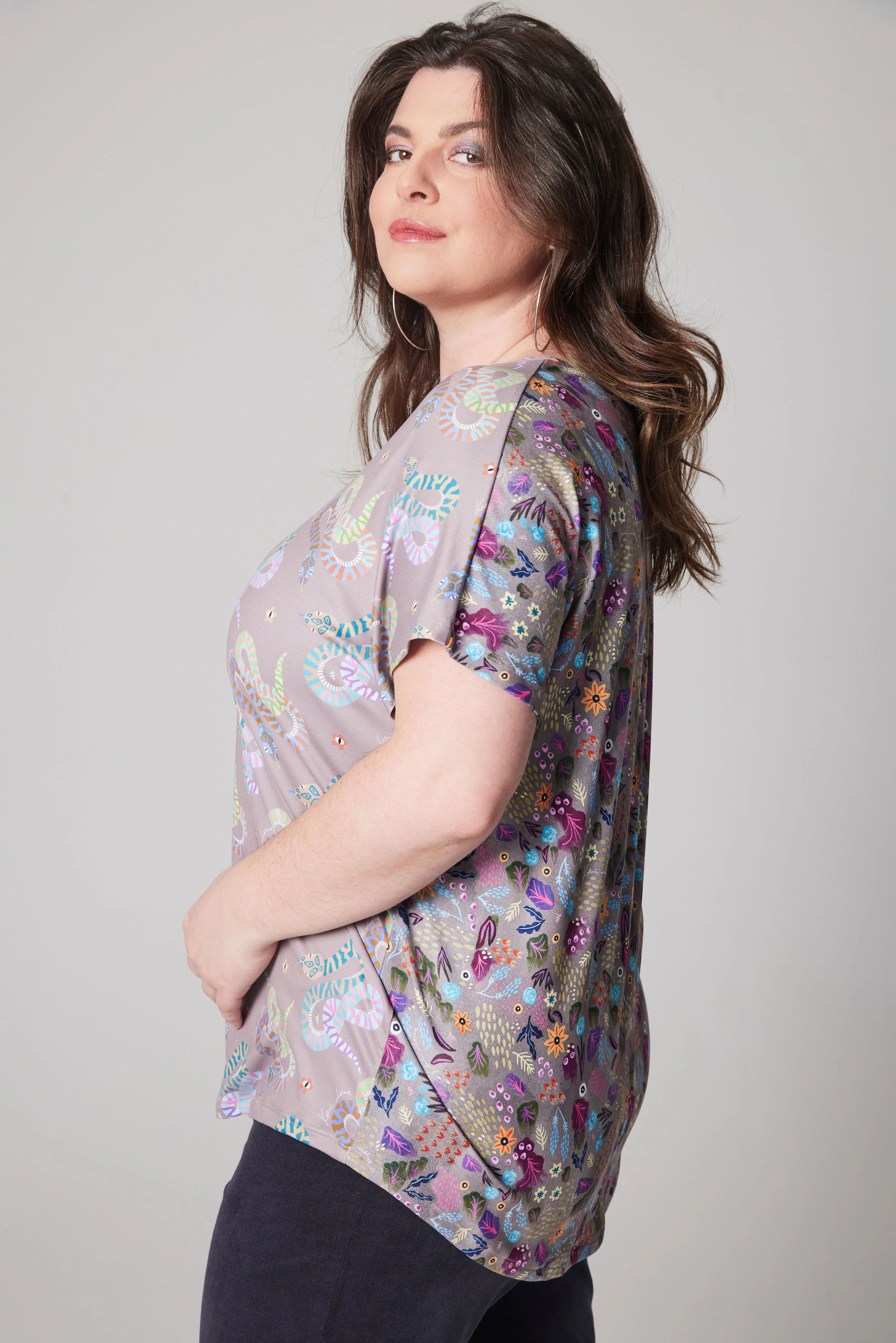 Loose Fit T-shirt - Double Print - Snake Eyes - Forest Floor