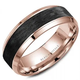 Men's Forged Carbon Fiber Rose & Black Wedding Band