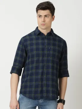 MEN'S GREEN CHECKS SLIM FIT SHIRT