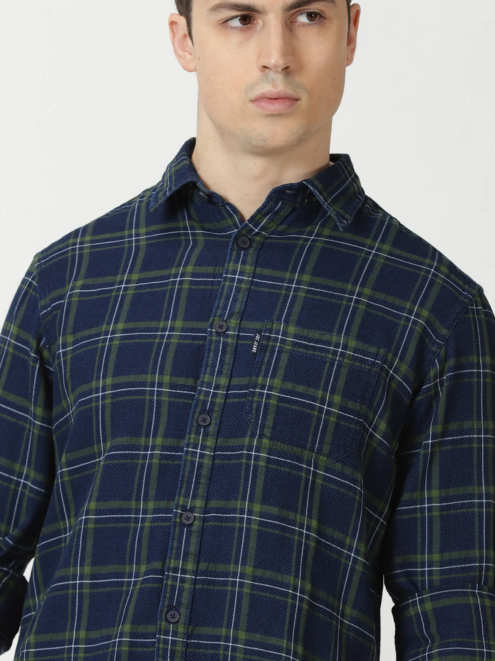 MEN'S GREEN CHECKS SLIM FIT SHIRT