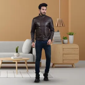 MENS LEATHER JACKET 410142(BROWN)
