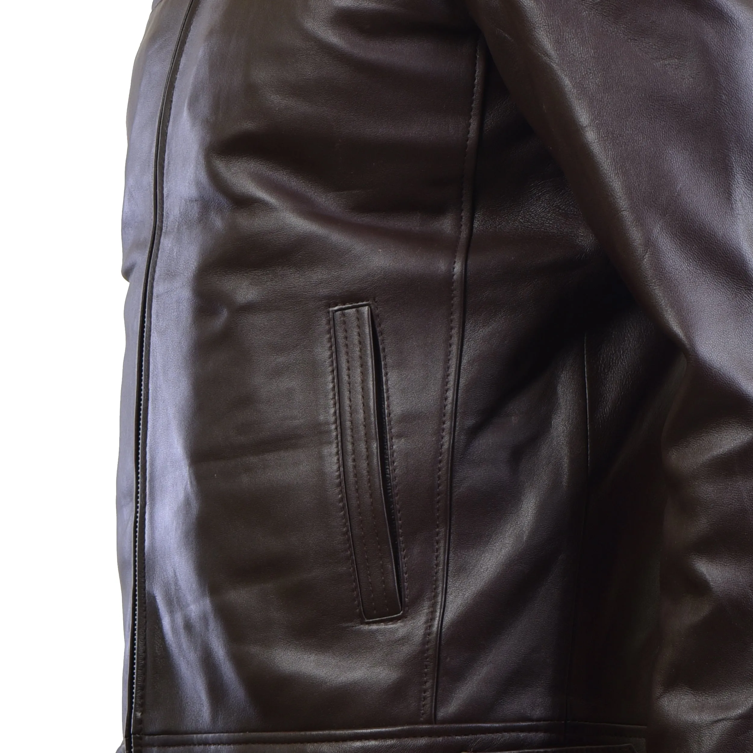 MENS LEATHER JACKET 410142(BROWN)
