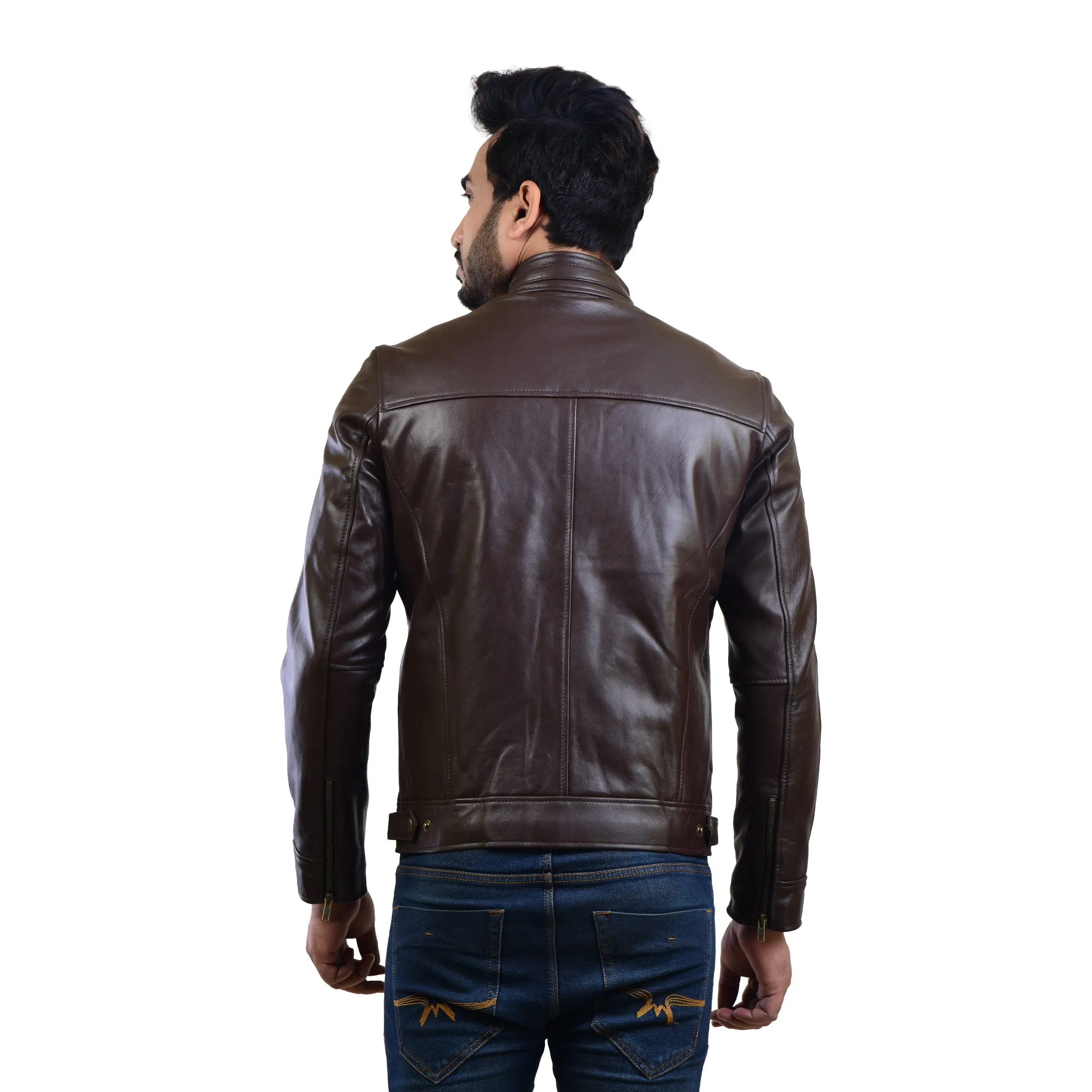 MENS LEATHER JACKET 410142(BROWN)