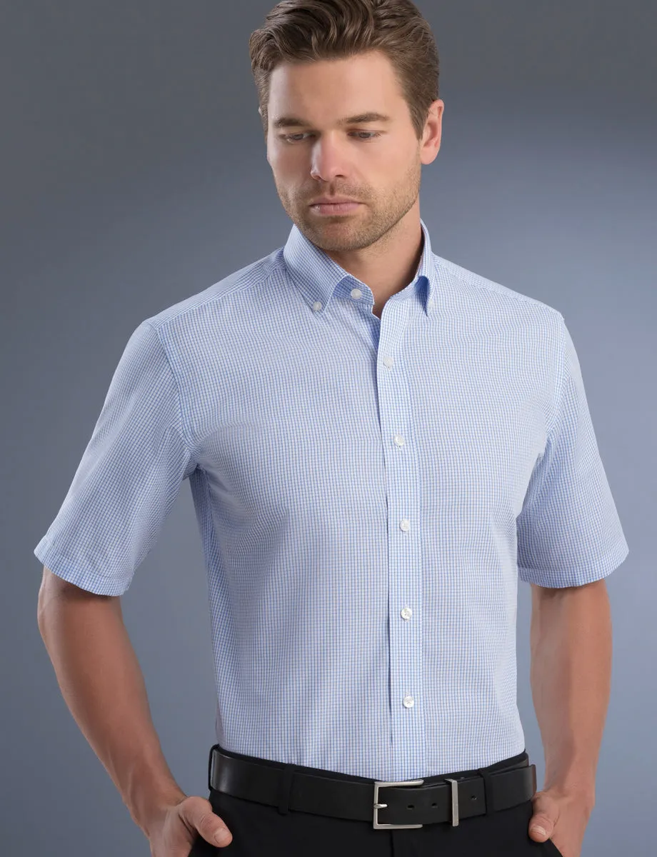 Mens Mini Check Slim Fit Business Shirt