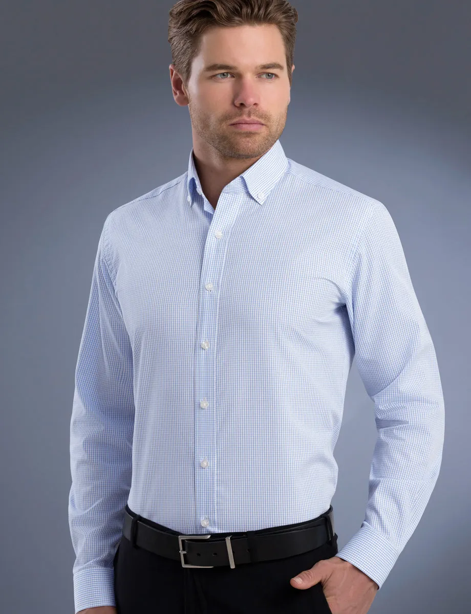 Mens Mini Check Slim Fit Business Shirt