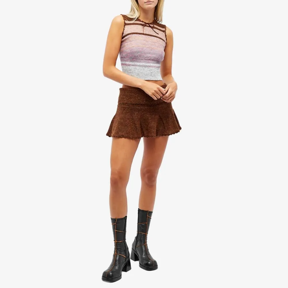 Miniskirt Danielle Guizio with scallops and hearts, cocoa