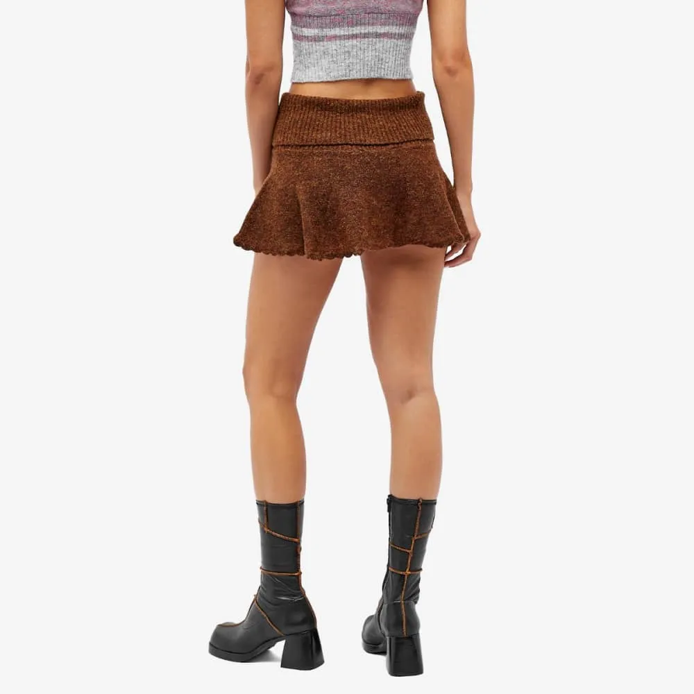 Miniskirt Danielle Guizio with scallops and hearts, cocoa