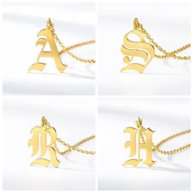 Old English Initial Letter Pendant Necklace