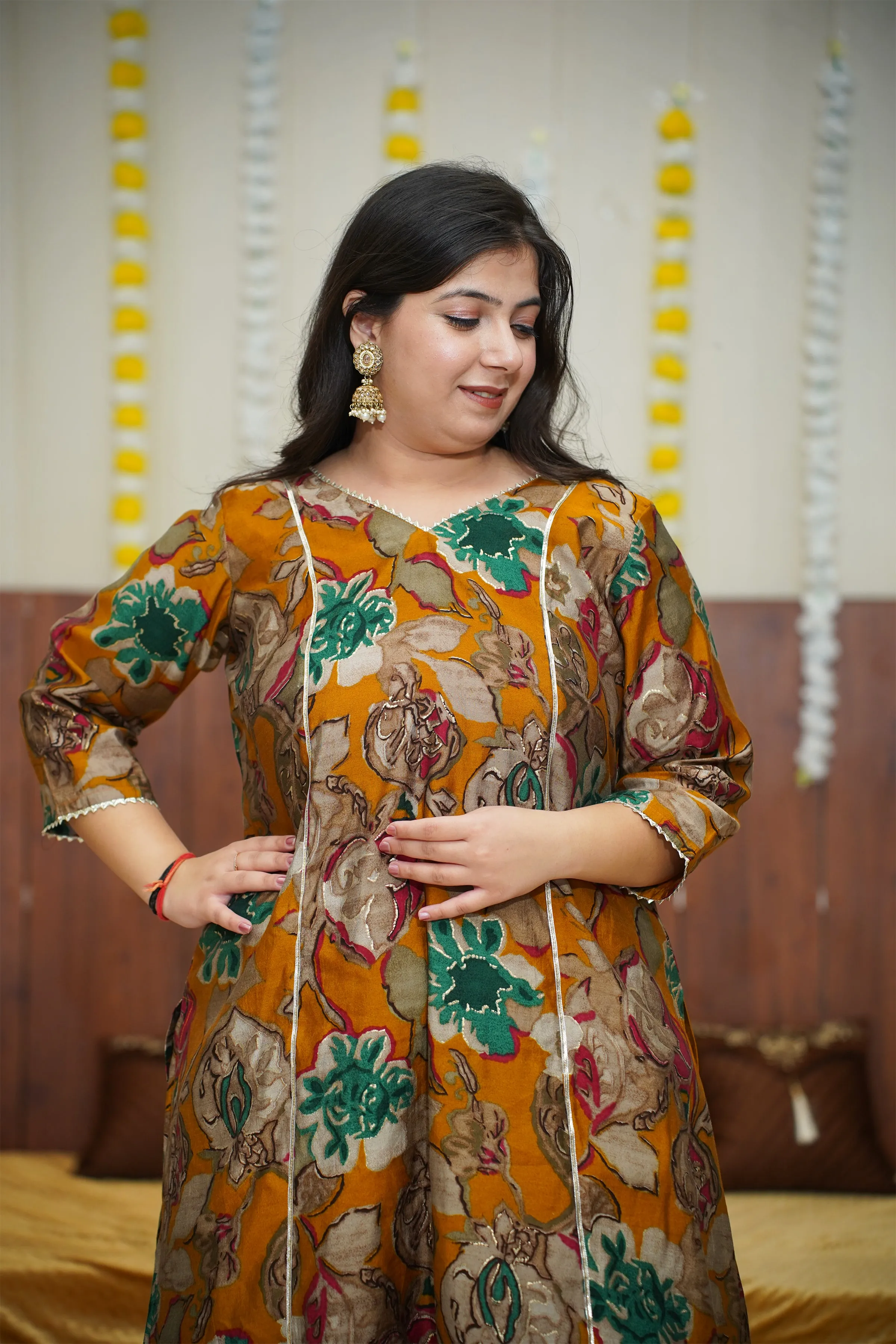 Olive Opulence Foiled Co-ord Set