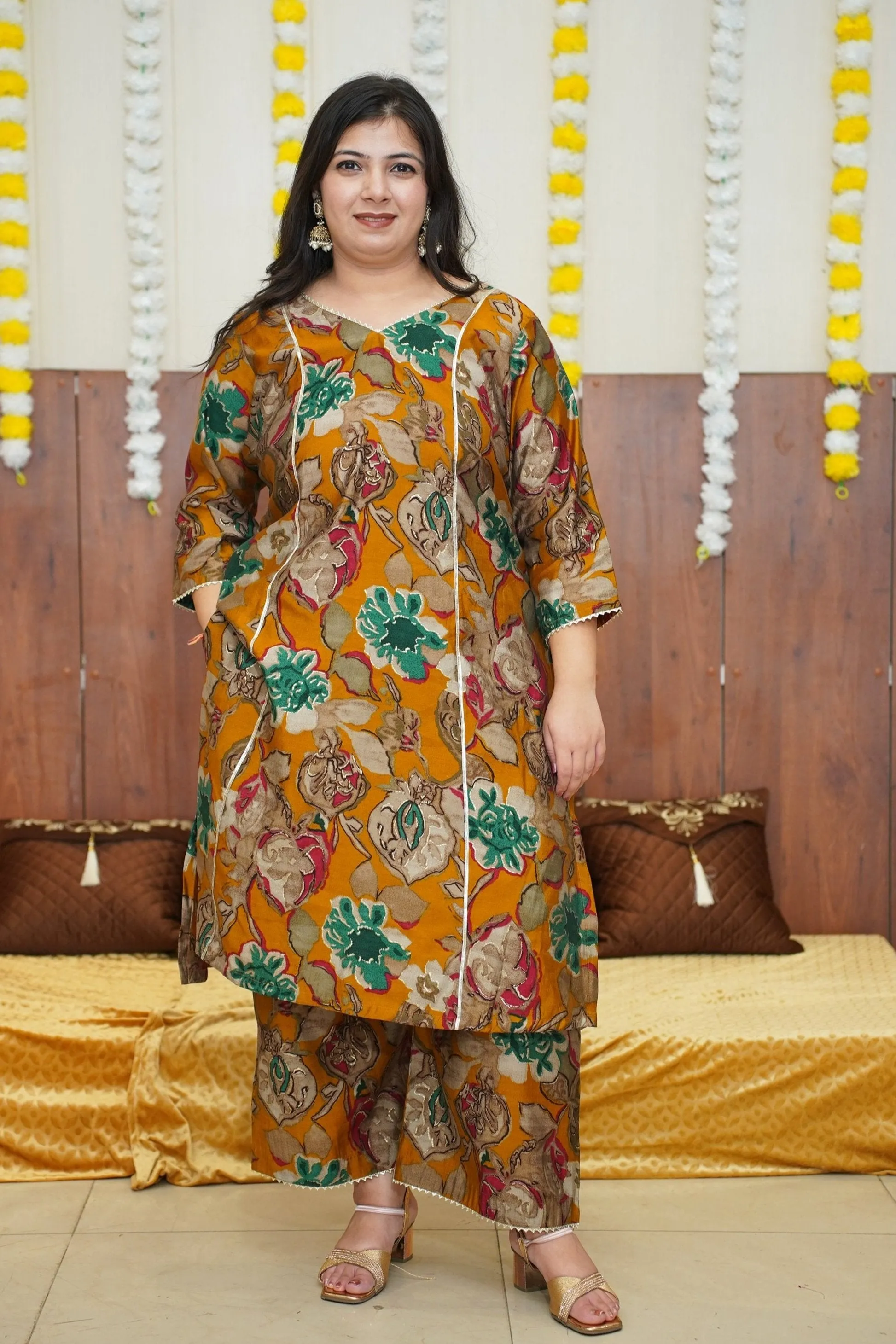 Olive Opulence Foiled Co-ord Set