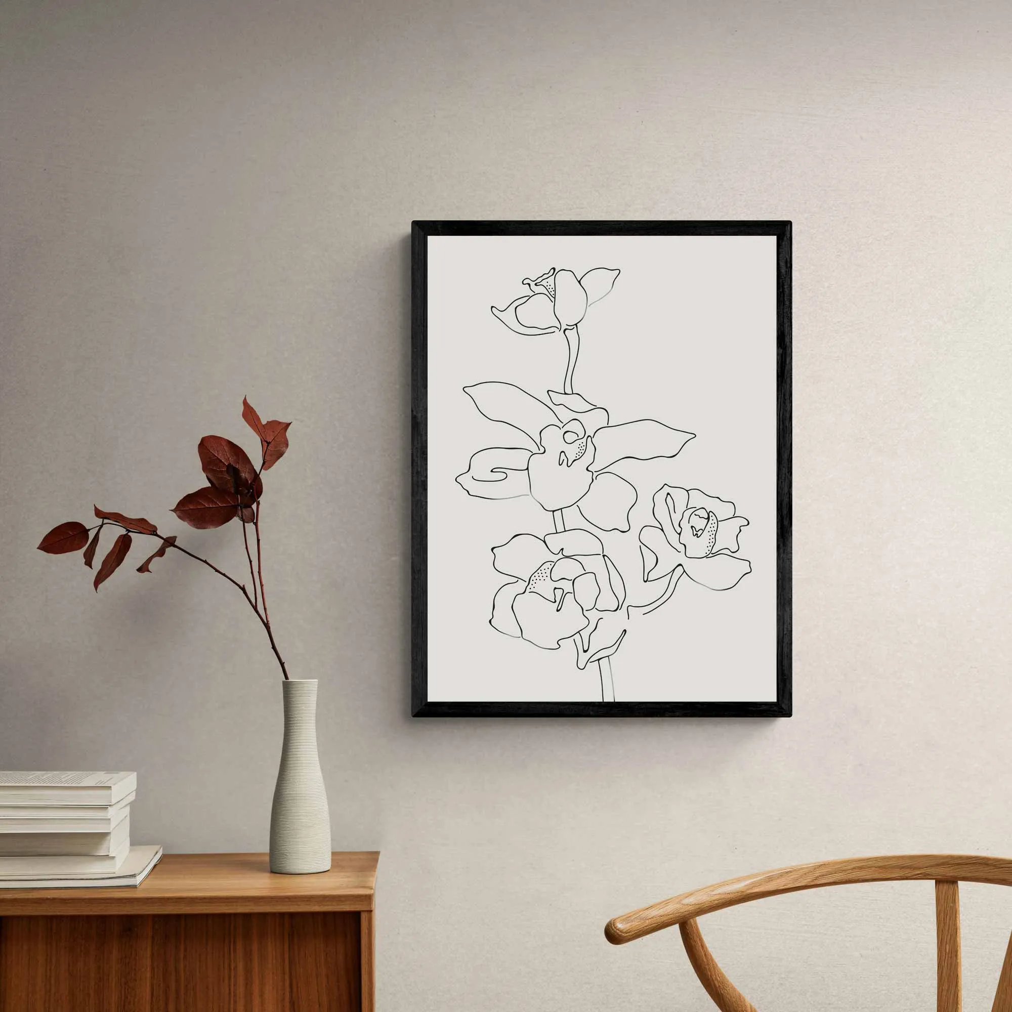 Orchid Flowers 2 Line Art Print
