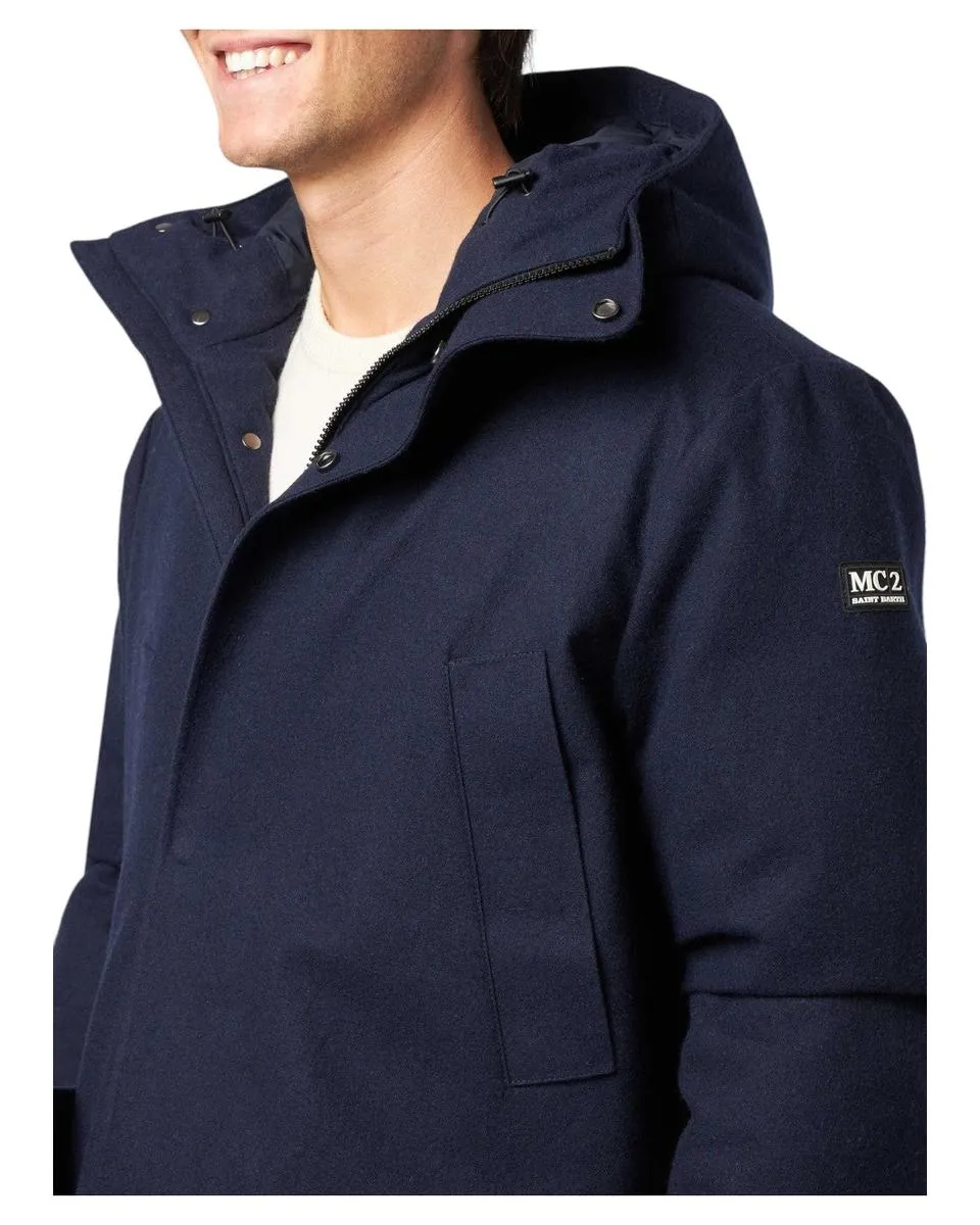 Parka uomo blu con cappuccio