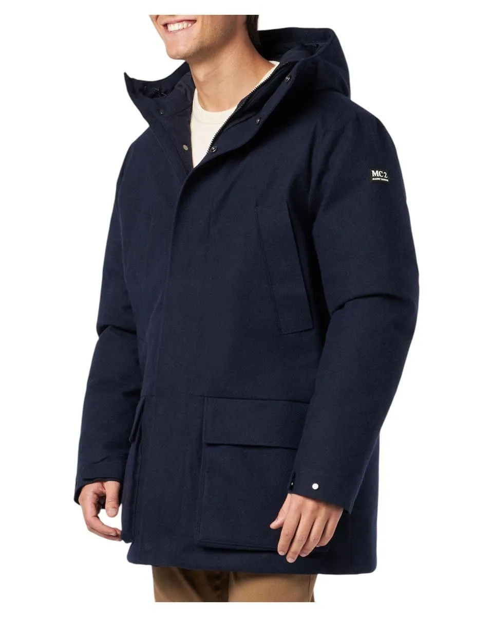 Parka uomo blu con cappuccio