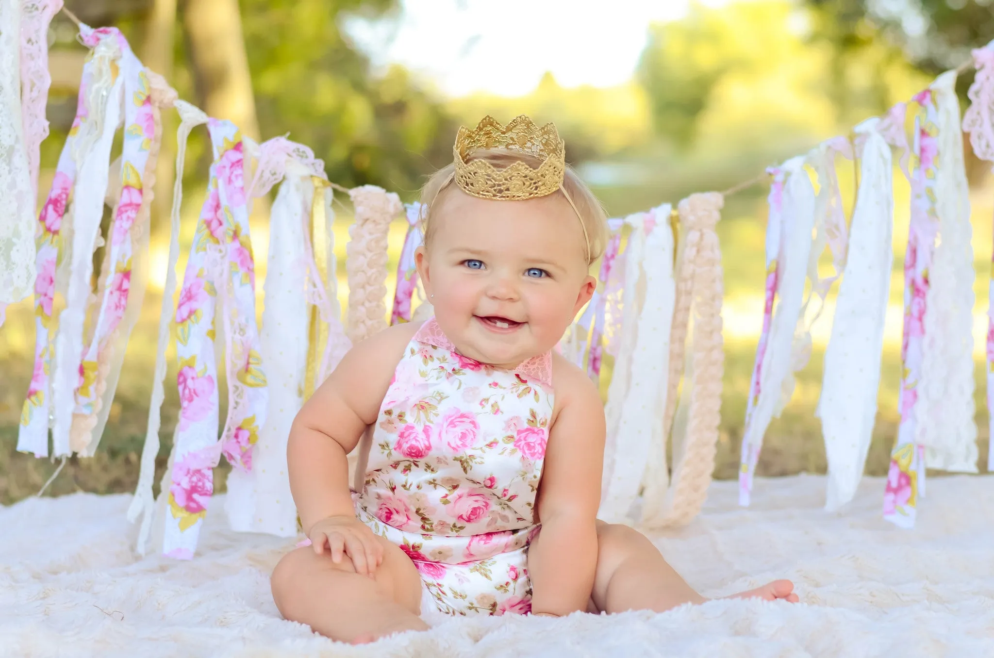 Pink Floral Lace Bubble Romper