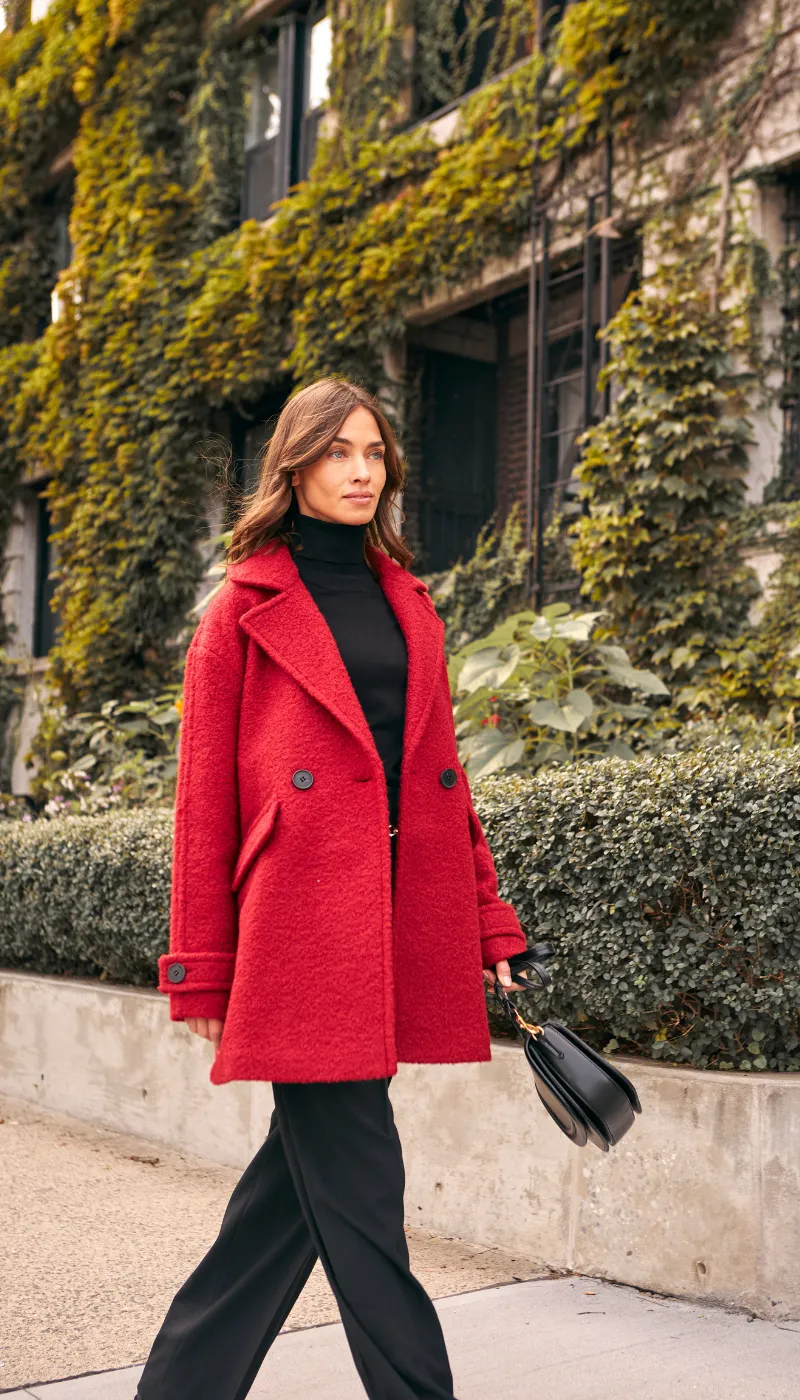 POLY BOUCL PEACOAT