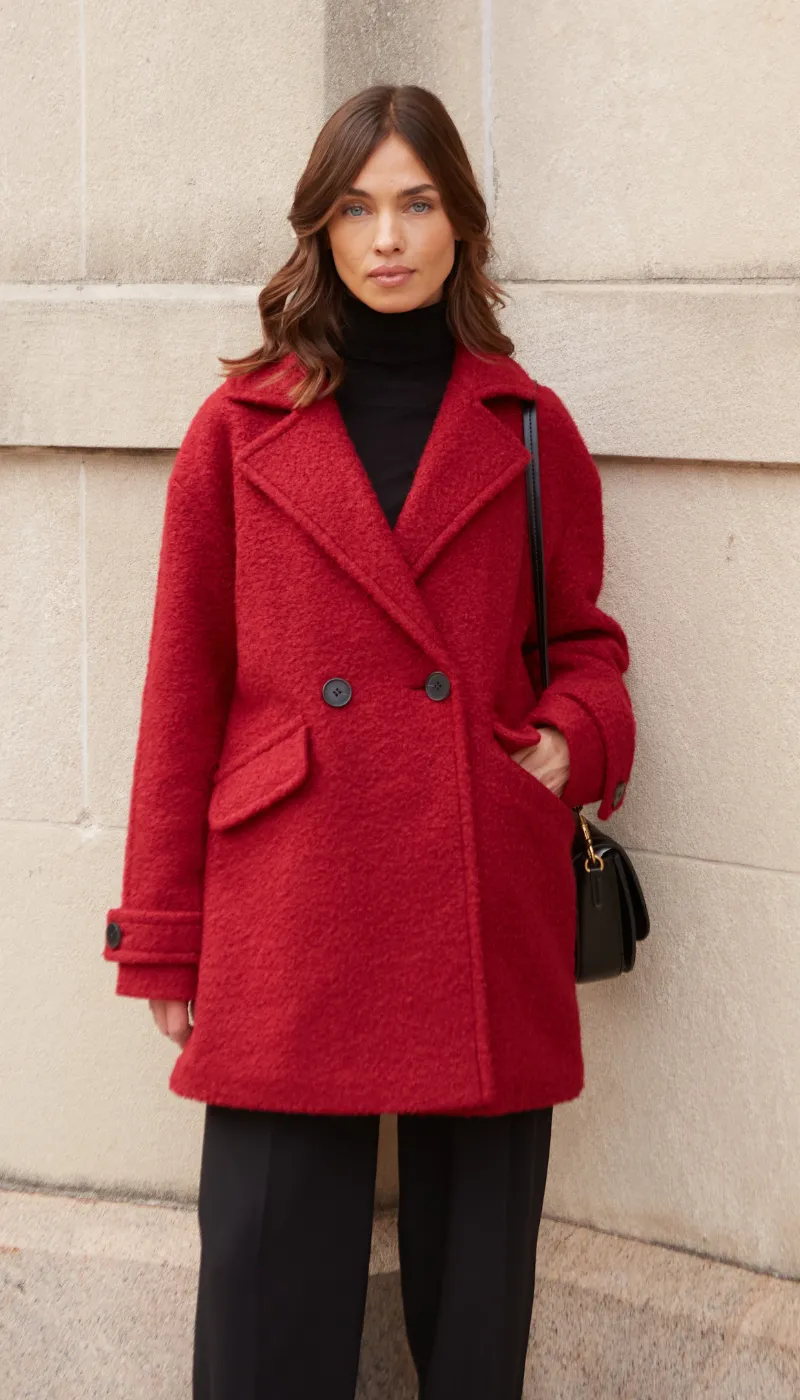 POLY BOUCL PEACOAT