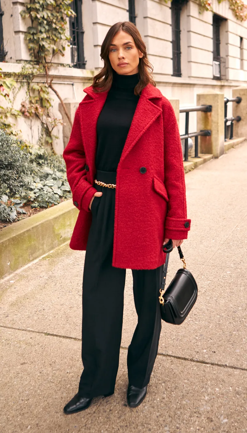 POLY BOUCL PEACOAT