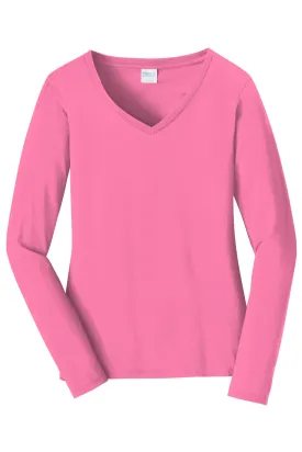 Port & Company Ladies Long Sleeve Fan Favorite V-Neck Tee