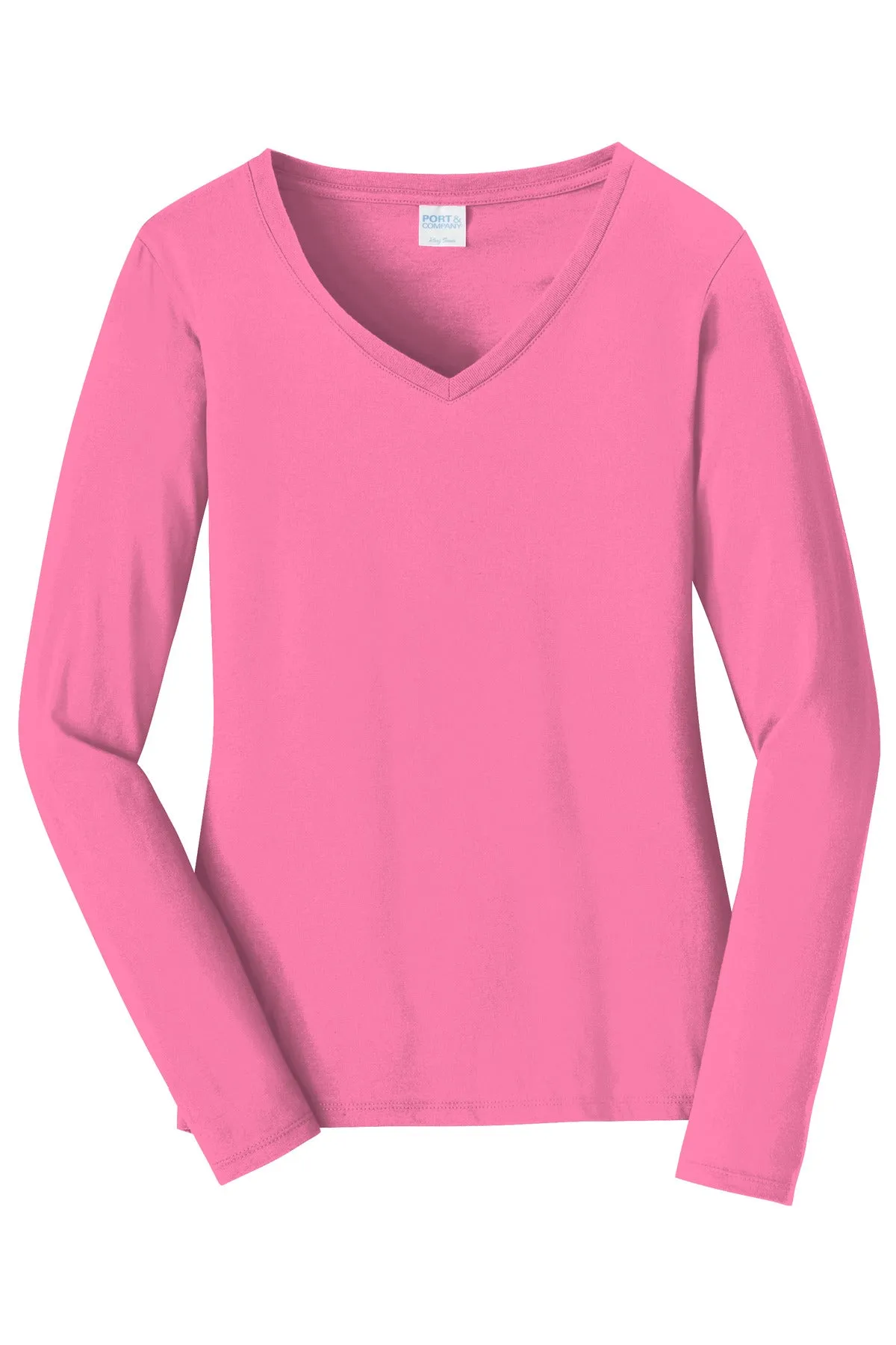 Port & Company Ladies Long Sleeve Fan Favorite V-Neck Tee
