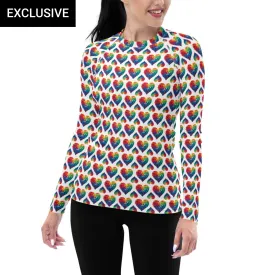 Rainbow Blossom Hearts Rash Guard Top (POD)