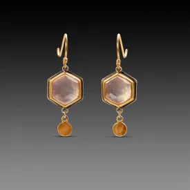 Rose Quartz Hexagon Earrings