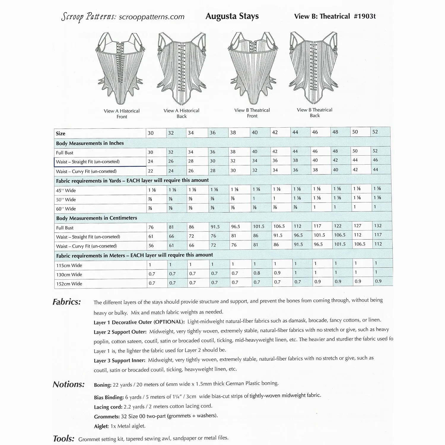Scroop & Virgil's Fine Goods: The Augusta Stays Pattern