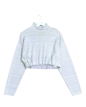 Size L - Aje Grey Marle Mock Neck Cropped Jumper