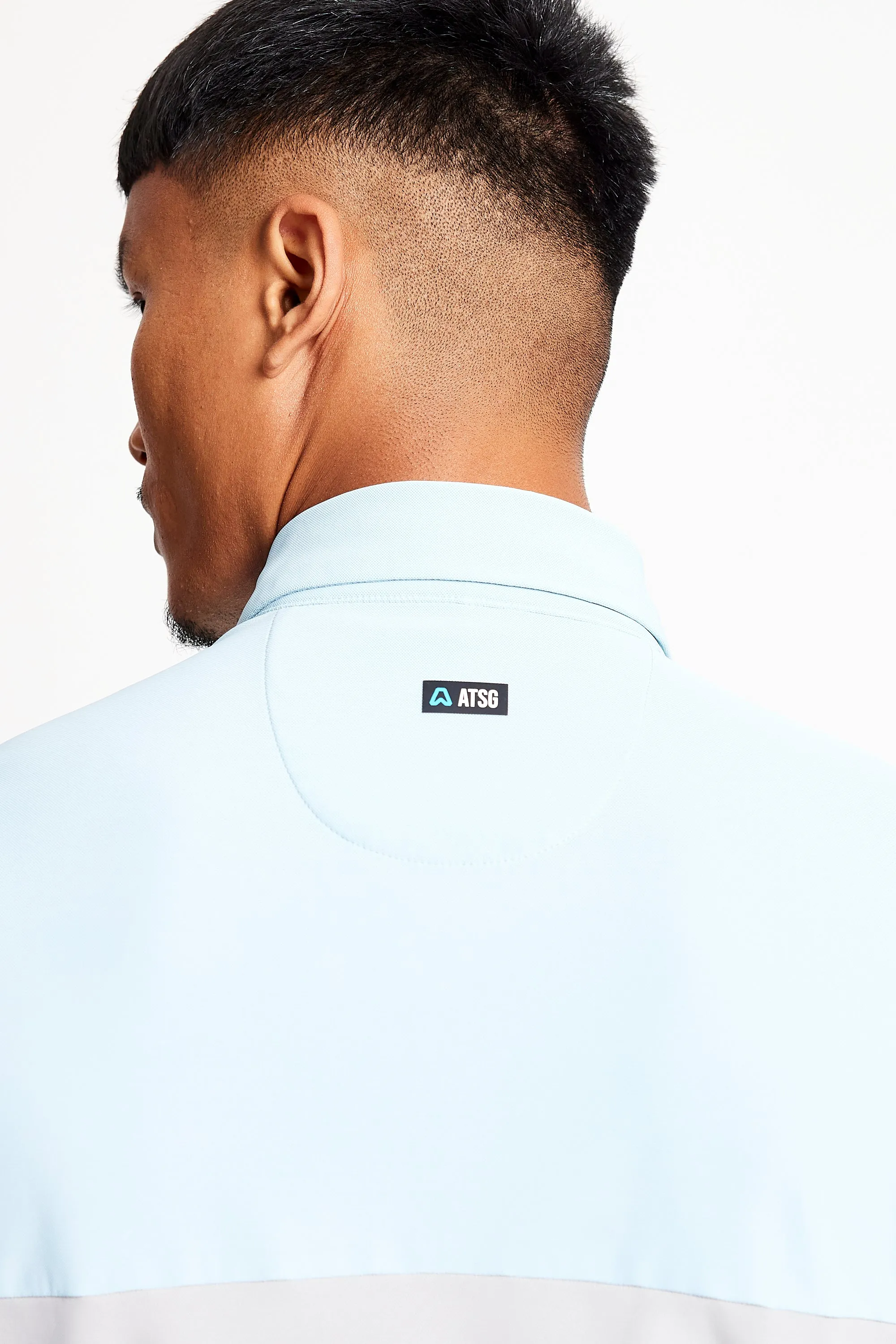 Slim Fit Blocked Polo  - Baby Blue / Driver Grey
