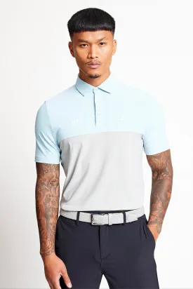 Slim Fit Blocked Polo  - Baby Blue / Driver Grey