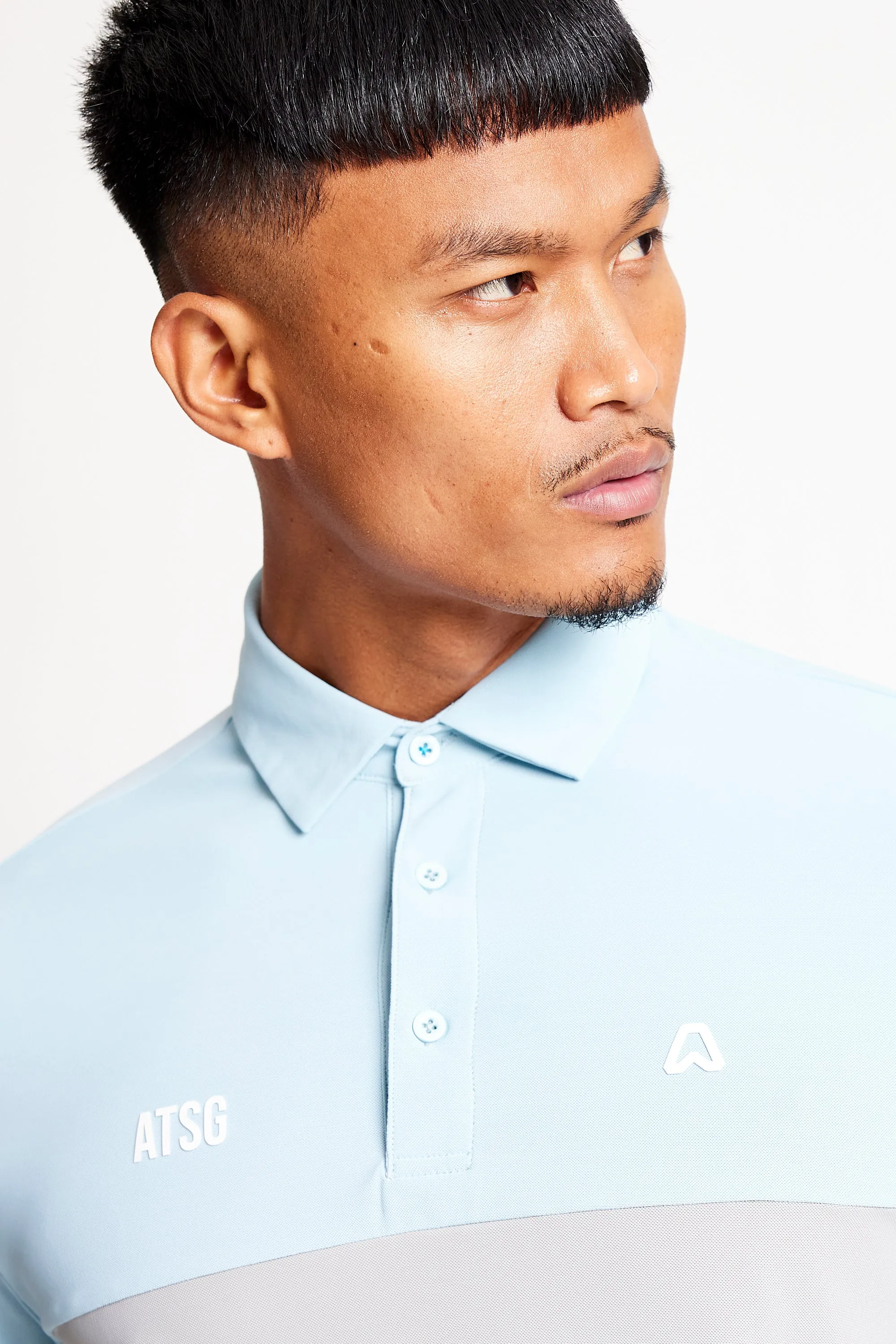 Slim Fit Blocked Polo  - Baby Blue / Driver Grey