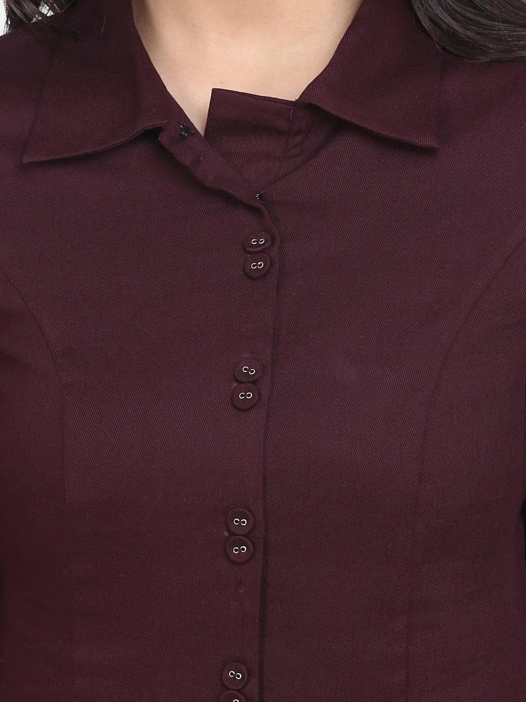 Slim Fit Formal Stretch Skirt Suit - Burgundy Red