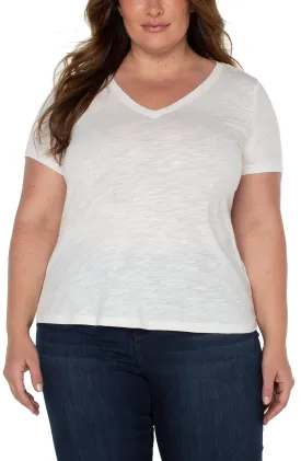 SLIM FIT V-NECK SLUB KNIT TEE
