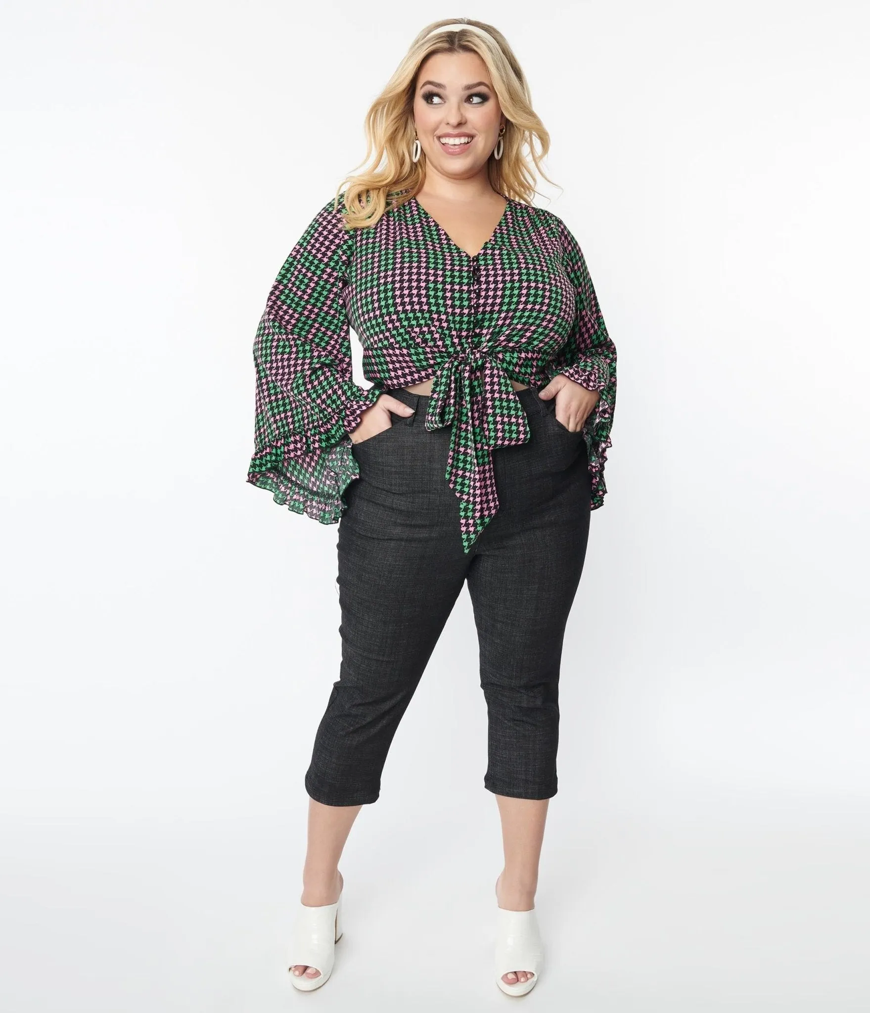 Smak Parlour Plus Size Black Denim Capris