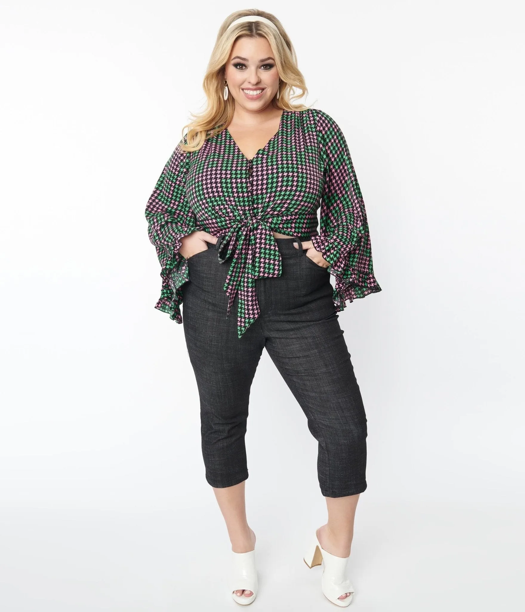 Smak Parlour Plus Size Black Denim Capris