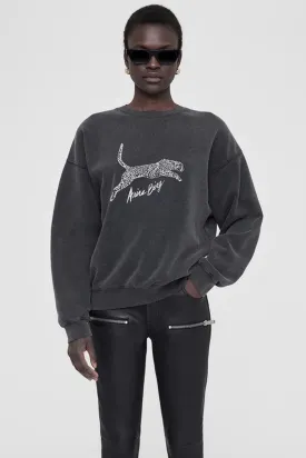 Spencer Sweatshirt Spotted Leopard Washed Black