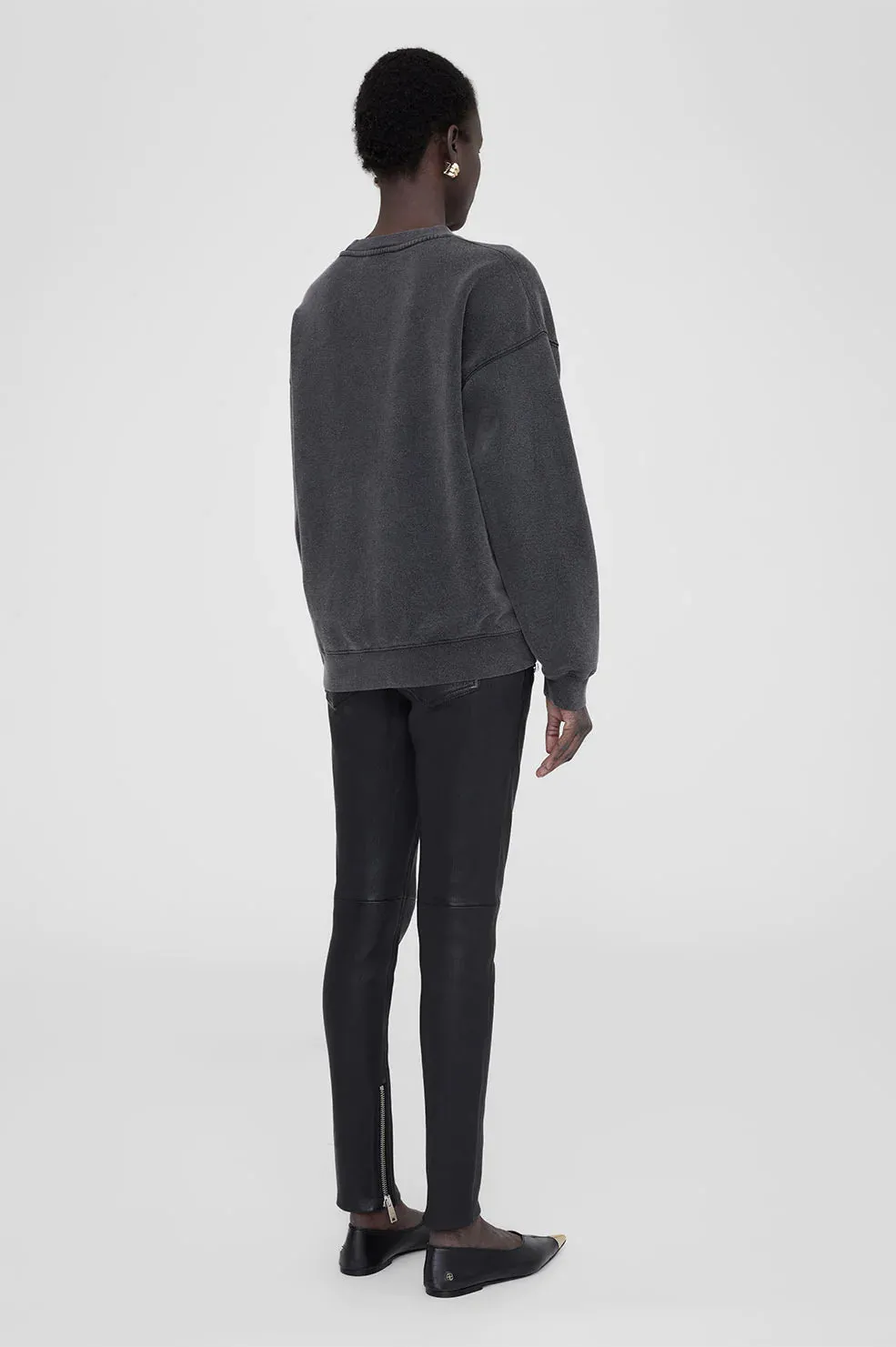 Spencer Sweatshirt Spotted Leopard Washed Black