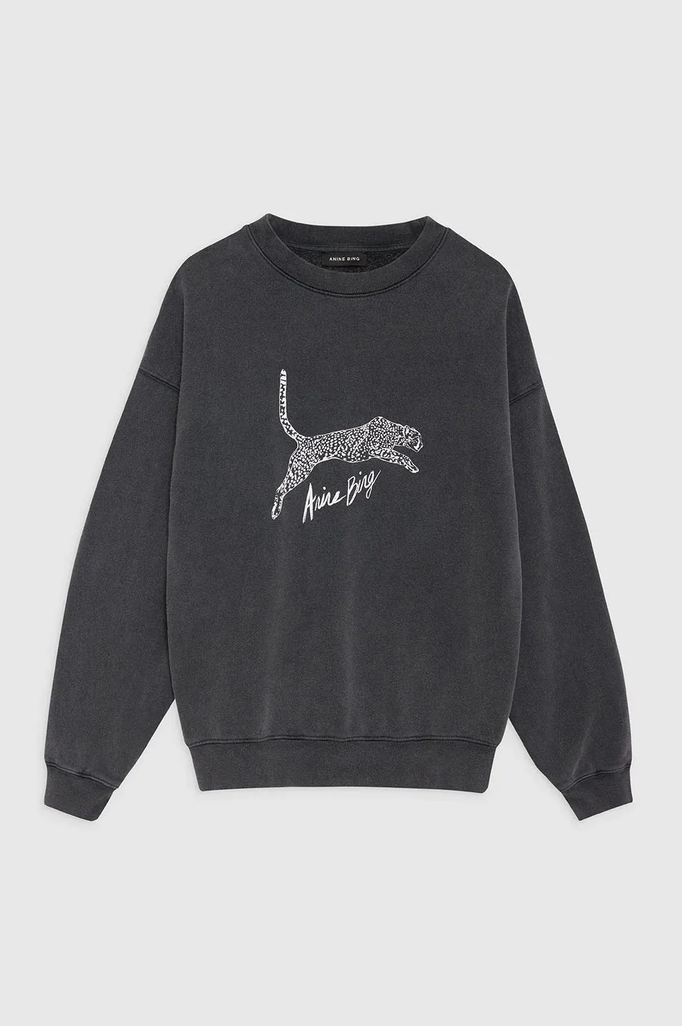 Spencer Sweatshirt Spotted Leopard Washed Black