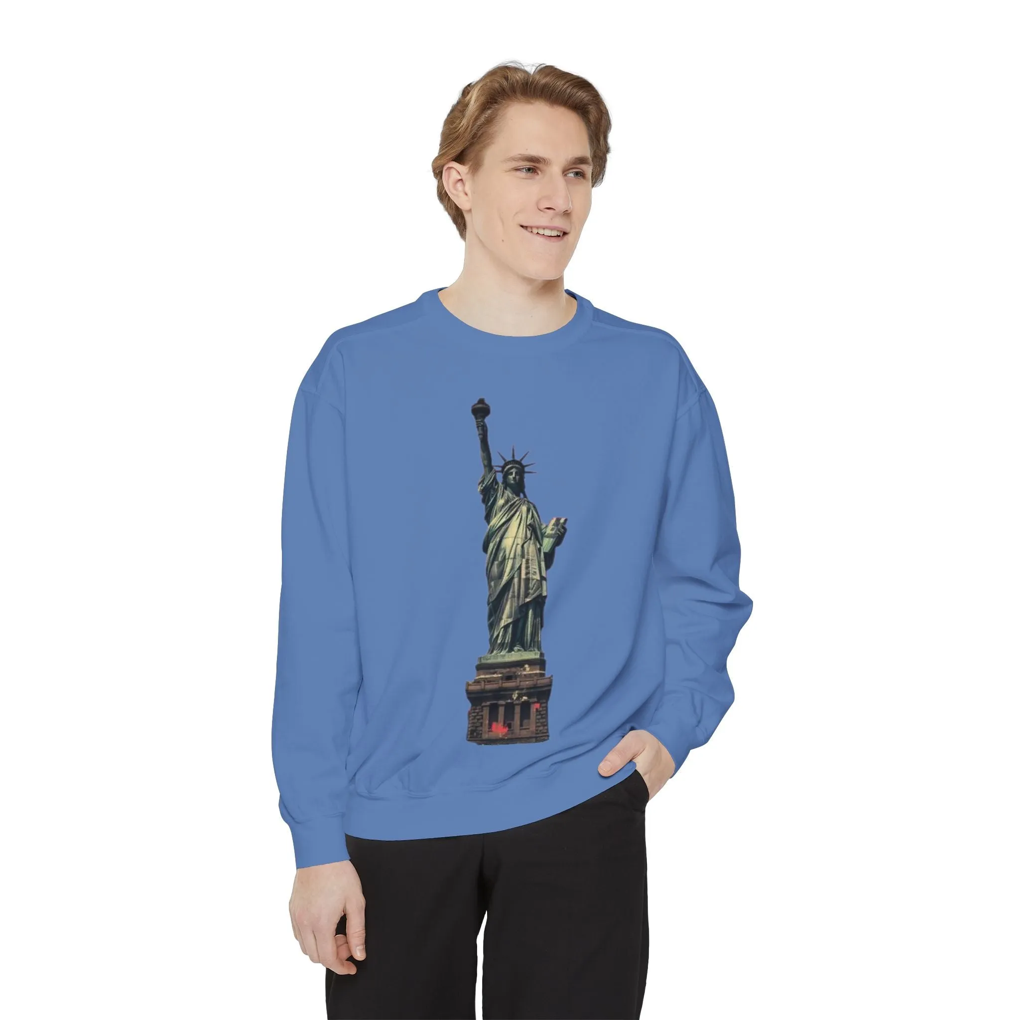 Statue of Liberty Sweatshirt - Unisex Garment-Dyed Collection - Perfect for Independence Day & Everyday Wear