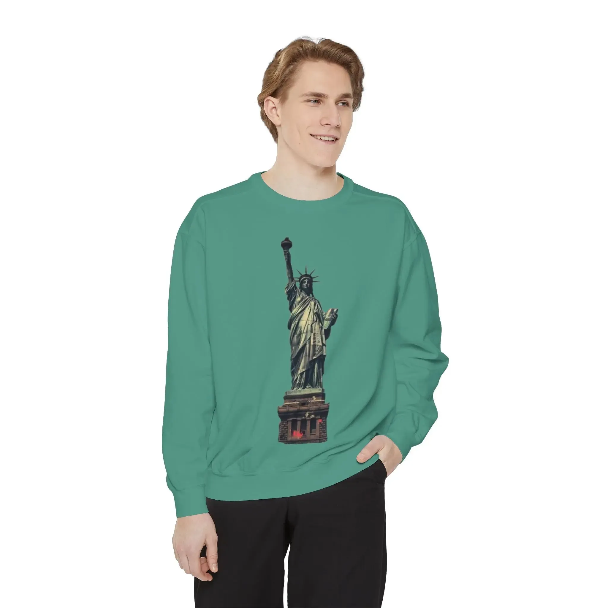 Statue of Liberty Sweatshirt - Unisex Garment-Dyed Collection - Perfect for Independence Day & Everyday Wear