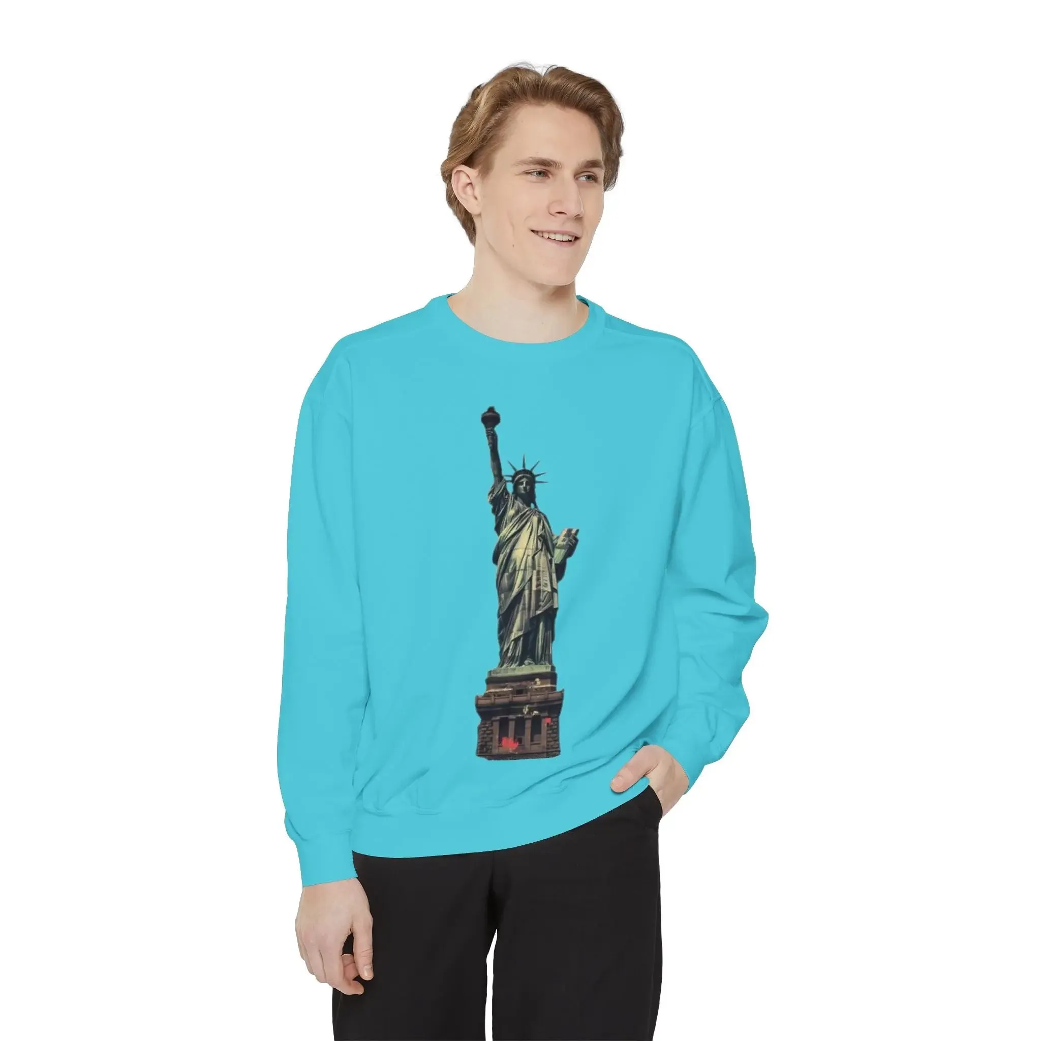 Statue of Liberty Sweatshirt - Unisex Garment-Dyed Collection - Perfect for Independence Day & Everyday Wear