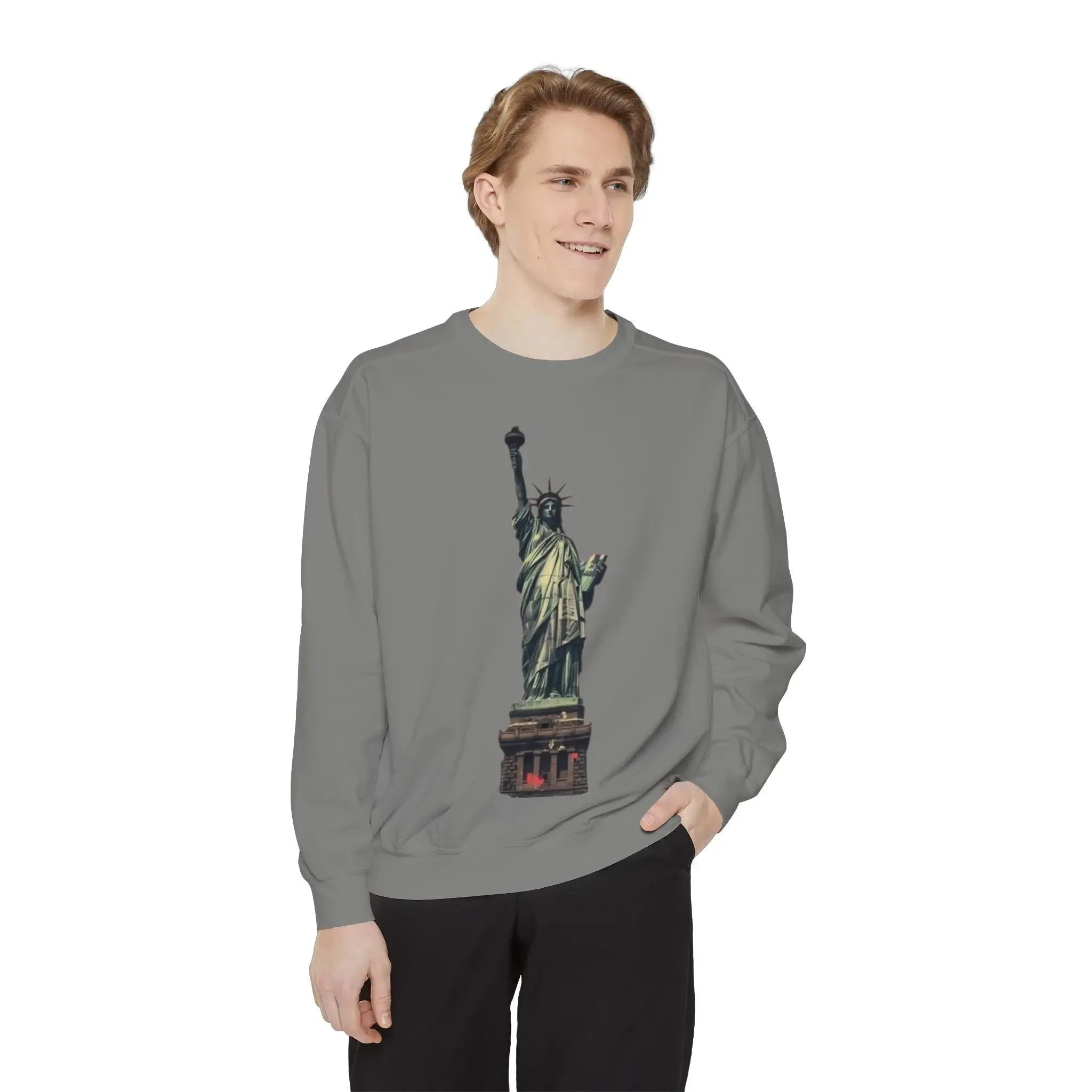 Statue of Liberty Sweatshirt - Unisex Garment-Dyed Collection - Perfect for Independence Day & Everyday Wear