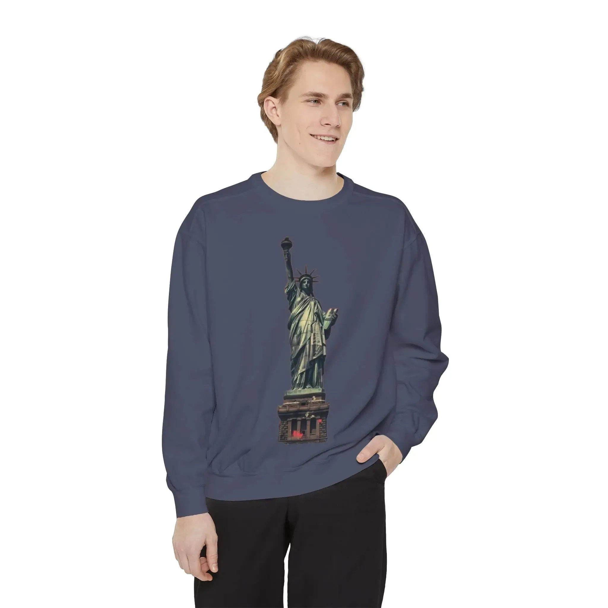 Statue of Liberty Sweatshirt - Unisex Garment-Dyed Collection - Perfect for Independence Day & Everyday Wear