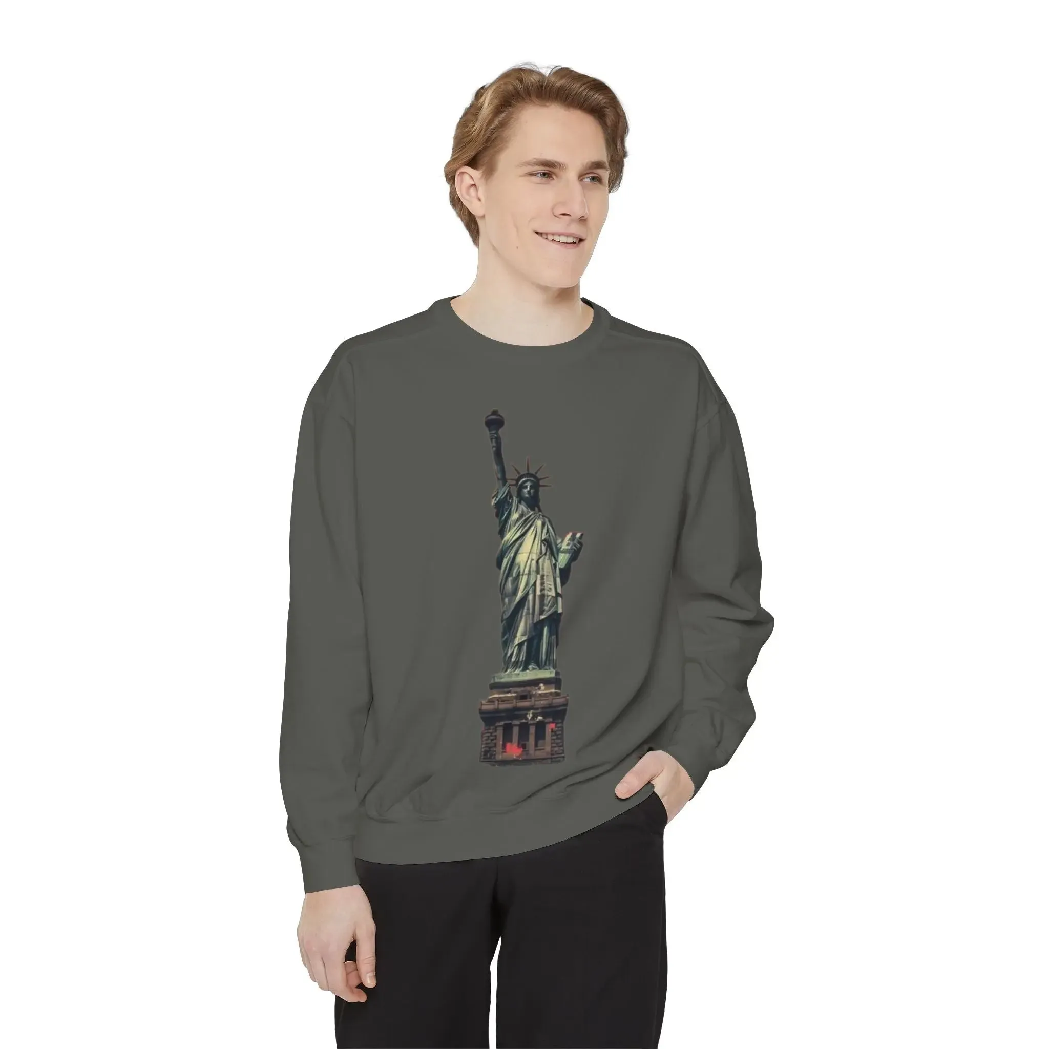 Statue of Liberty Sweatshirt - Unisex Garment-Dyed Collection - Perfect for Independence Day & Everyday Wear