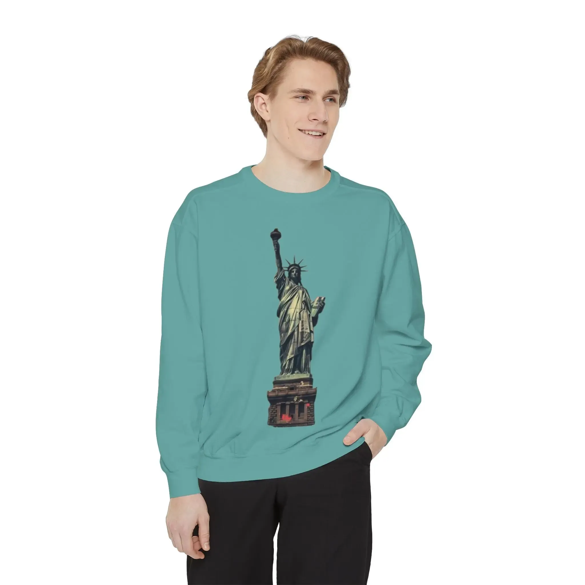 Statue of Liberty Sweatshirt - Unisex Garment-Dyed Collection - Perfect for Independence Day & Everyday Wear