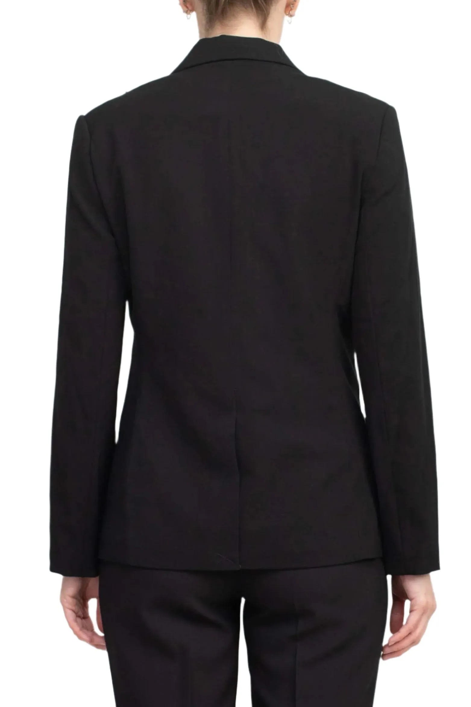 T Tahari Notched Collar Long Sleeve One Button Rayon Blazer