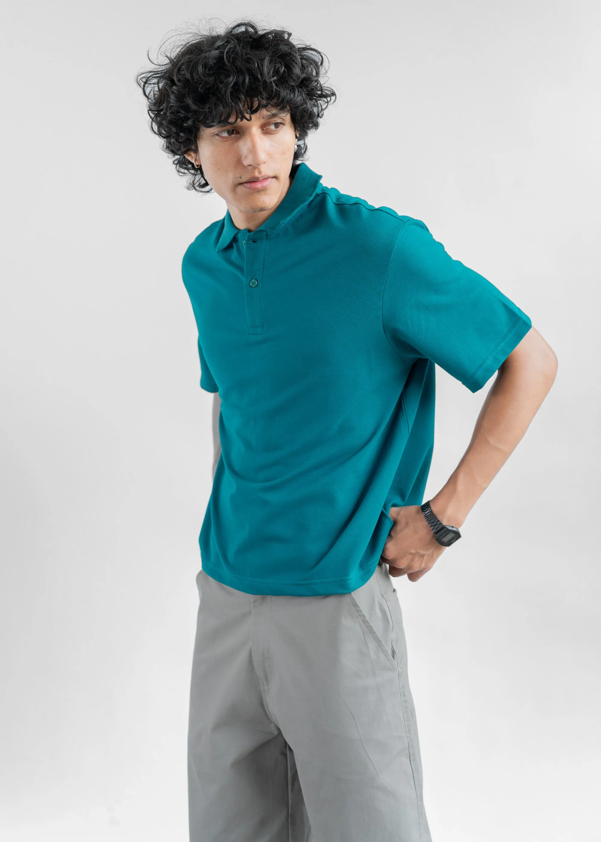 Teal — Cropped Polo