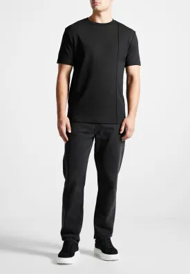 Éternel Slim Fit Cotton T-Shirt with Pintuck - Black