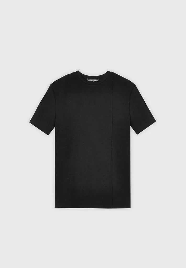 Éternel Slim Fit Cotton T-Shirt with Pintuck - Black