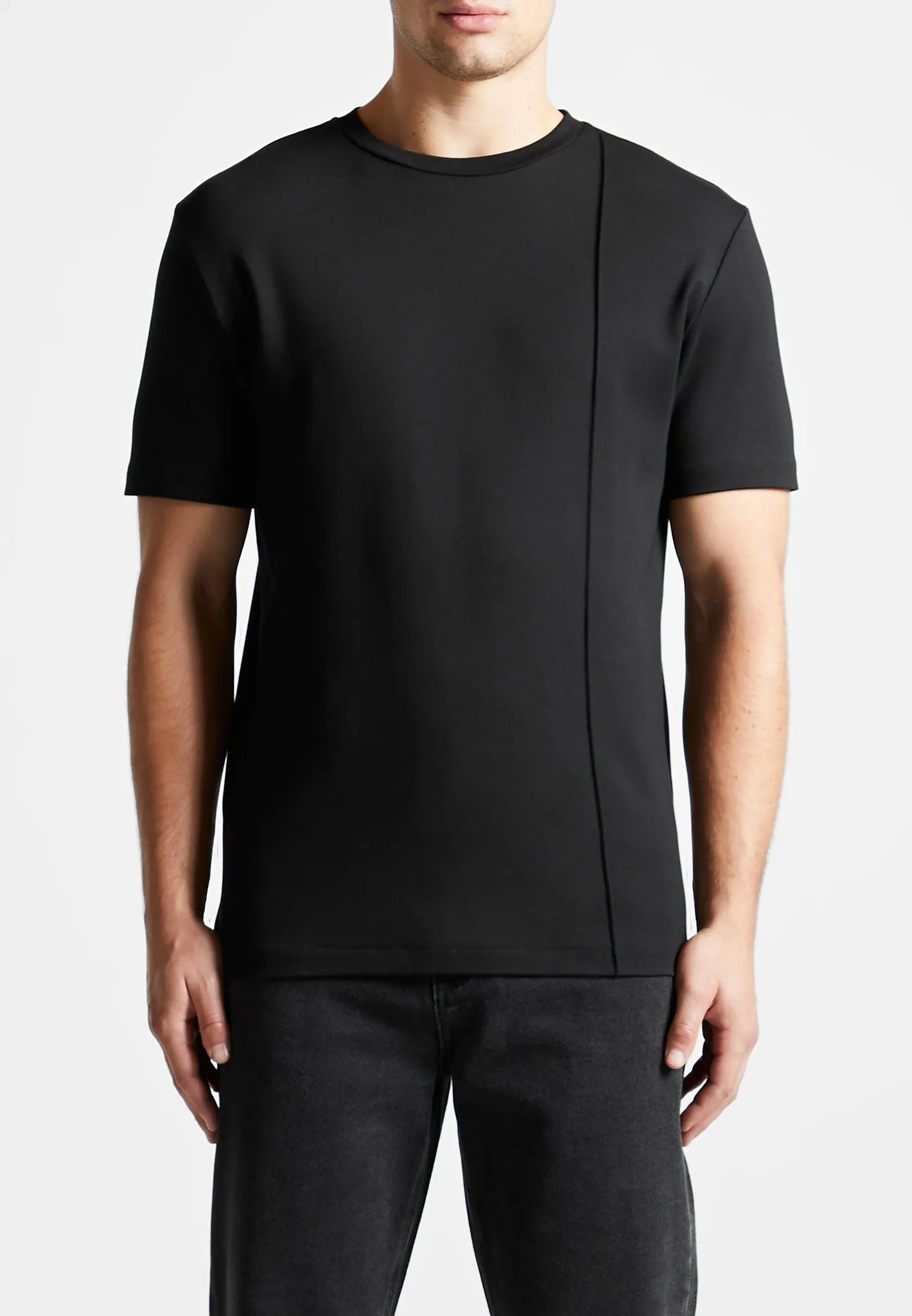 Éternel Slim Fit Cotton T-Shirt with Pintuck - Black